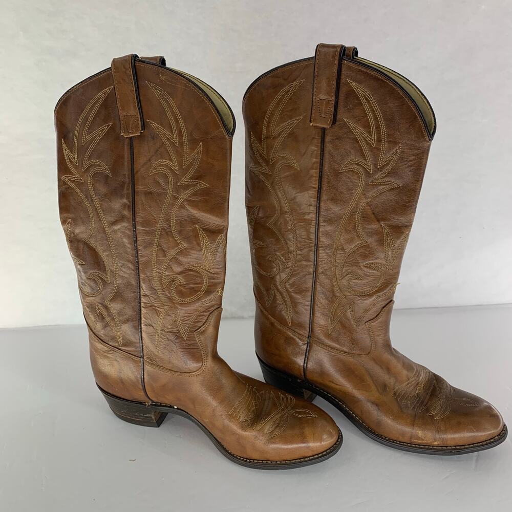 Texas Brand Western Cowboy Boots Brown Men's Size 9M